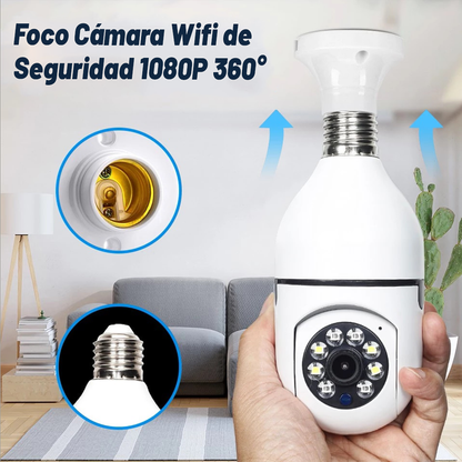 Foco Cámara Wifi de Seguridad 1080P 360°