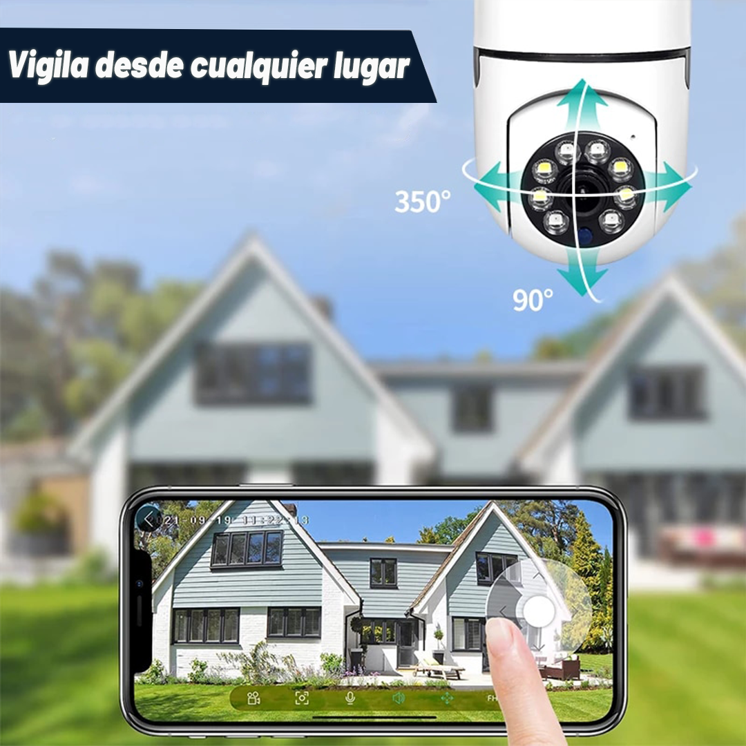 Foco Cámara Wifi de Seguridad 1080P 360°