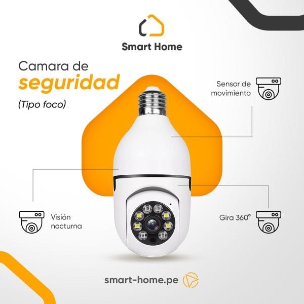 Foco Cámara Wifi de Seguridad 360° - Imagen 3